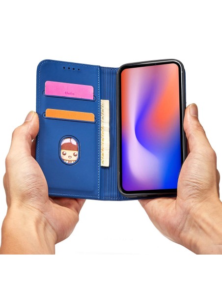 Magnetinis kortelės dėklas iPhone 12, dangtelis, kortelių piniginė, kortelių stovas, mėlynas