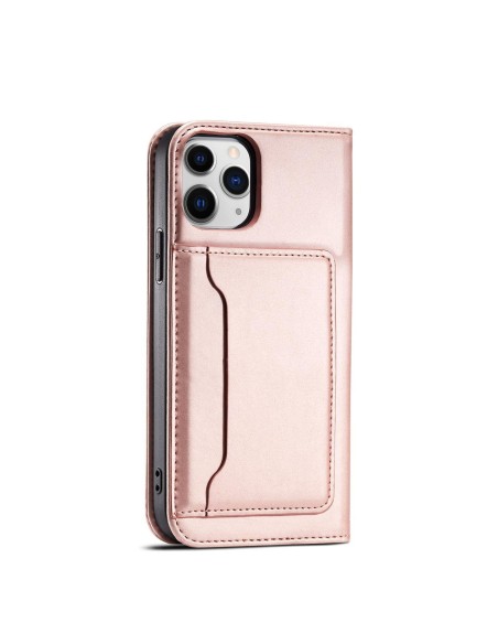 Magnetinis kortelės dėklas iPhone 12, dangtelis, kortelių piniginė, kortelių stovas, rožinė Magnetinis kortelės dėklas iPhone 12, dangtelis, kortelių piniginė, kortelių stovas, rožinė