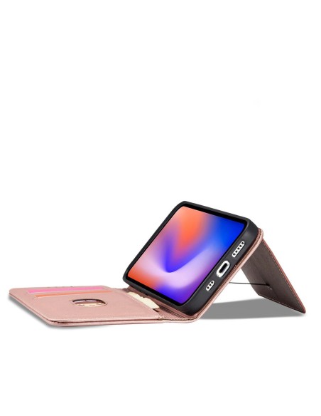 Magnetinis kortelės dėklas iPhone 12, dangtelis, kortelių piniginė, kortelių stovas, rožinė Magnetinis kortelės dėklas iPhone 12, dangtelis, kortelių piniginė, kortelių stovas, rožinė