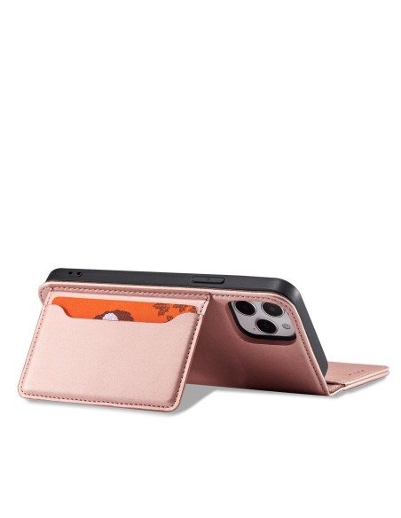 Magnetinis kortelės dėklas iPhone 12, dangtelis, kortelių piniginė, kortelių stovas, rožinė Magnetinis kortelės dėklas iPhone 12, dangtelis, kortelių piniginė, kortelių stovas, rožinė