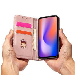 Magnetinis kortelės dėklas iPhone 12, dangtelis, kortelių piniginė, kortelių stovas, rožinė