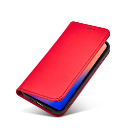 Magnetinis kortelės dėklas iPhone 12, dangtelis, kortelių piniginė, kortelių stovas, raudonas