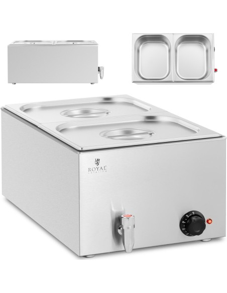 Bain marie elektrinis šildytuvas su čiaupu 2 x GN 1/2 600 W Bain marie elektrinis šildytuvas su čiaupu 2 x GN 1/2 600 W