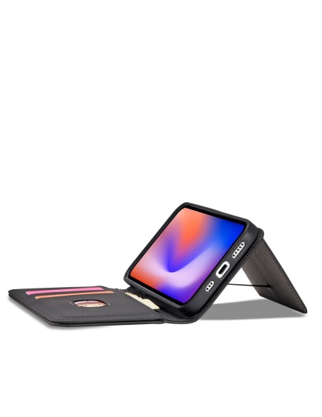 Magnetinis kortelės dėklas iPhone 12 Pro dangtelis, kortelių piniginė, kortelių stovas, juodas Magnetinis kortelės dėklas iPhone 12 Pro dangtelis, kortelių piniginė, kortelių stovas, juodas