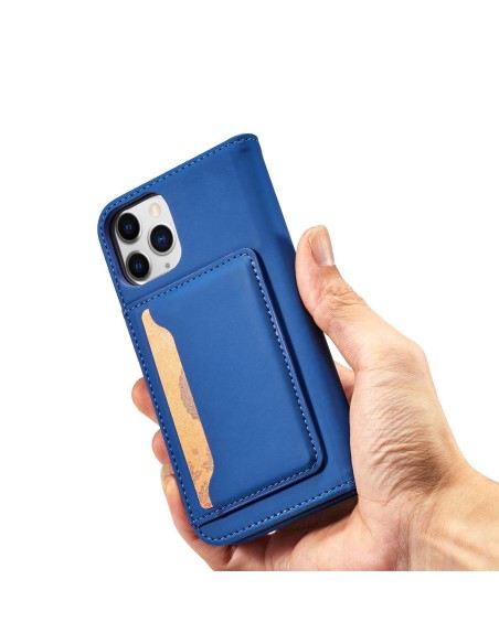 Magnetinis kortelės dėklas, skirtas iPhone 12 Pro, dangtelis, kortelių piniginė, kortelių stovas, mėlynas