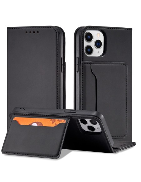 Magnetinis kortelės dėklas, skirtas iPhone 12 Pro Max, dangtelis, kortelių piniginė, kortelių stovas, juodas