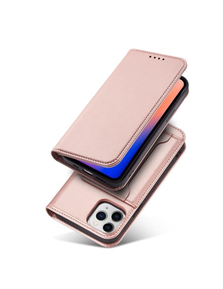 Magnetinis kortelės dėklas, skirtas iPhone 12 Pro Max, dangtelis, kortelių piniginė, kortelių stovas, rožinė