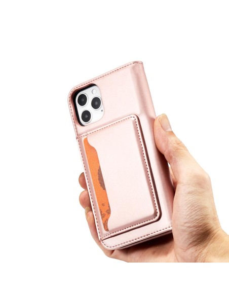 Magnetinis kortelės dėklas, skirtas iPhone 12 Pro Max, dangtelis, kortelių piniginė, kortelių stovas, rožinė