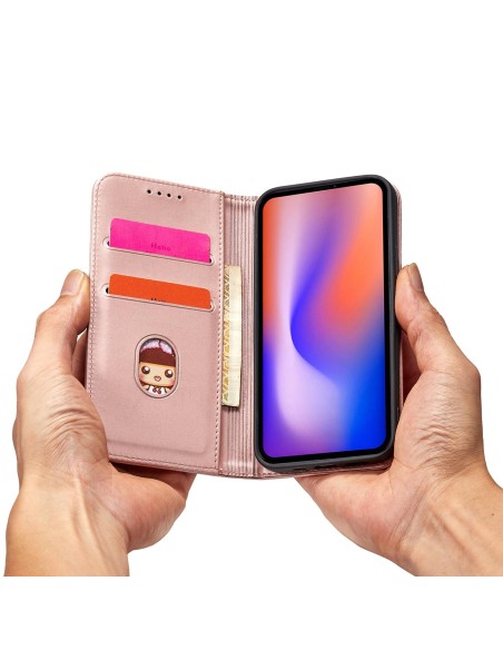 Magnetinis kortelės dėklas, skirtas iPhone 12 Pro Max, dangtelis, kortelių piniginė, kortelių stovas, rožinė