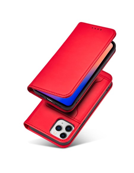 Magnetinės kortelės dėklas, skirtas iPhone 12 Pro Max, dangtelis, kortelių piniginė, kortelių stovas, raudonas