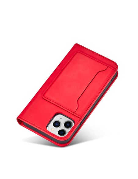 Magnetinės kortelės dėklas, skirtas iPhone 12 Pro Max, dangtelis, kortelių piniginė, kortelių stovas, raudonas