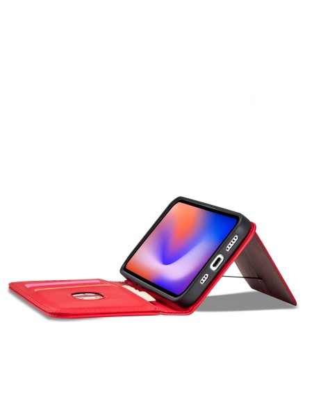 Magnetinės kortelės dėklas, skirtas iPhone 12 Pro Max, dangtelis, kortelių piniginė, kortelių stovas, raudonas