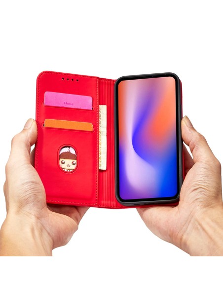 Magnetinės kortelės dėklas, skirtas iPhone 12 Pro Max, dangtelis, kortelių piniginė, kortelių stovas, raudonas