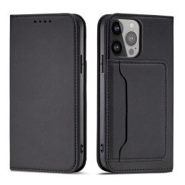 Magnet Card Case dėklas skirtas iPhone 13 mini dangteliu kortelei piniginės kortelių stovas juodas