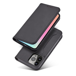 Magnet Card Case dėklas skirtas iPhone 13 mini dangteliu kortelei piniginės kortelių stovas juodas