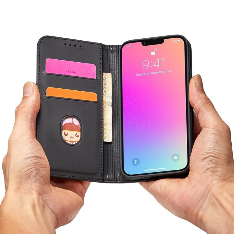 Magnet Card Case dėklas skirtas iPhone 13 mini dangteliu kortelei piniginės kortelių stovas juodas