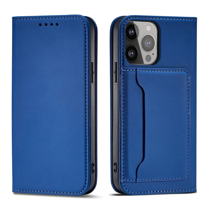 Magnet Card Case dėklas skirtas iPhone 13, dangtelis, kortelių piniginė, kortelių stovas, mėlynas Magnet Card Case dėklas skirtas iPhone 13, dangtelis, kortelių piniginė, kortelių stovas, mėlynas
