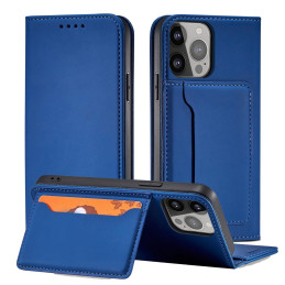 Magnet Card Case dėklas skirtas iPhone 13, dangtelis, kortelių piniginė, kortelių stovas, mėlynas