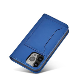 Magnet Card Case dėklas skirtas iPhone 13, dangtelis, kortelių piniginė, kortelių stovas, mėlynas
