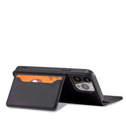 Magnetinis kortelės dėklas iPhone 13 Pro dangtelis, kortelių piniginė, kortelių stovas, juodas