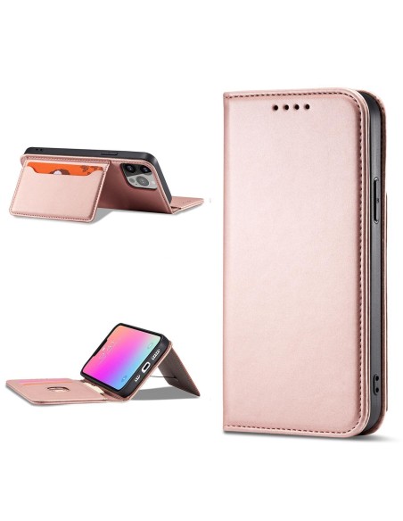 Magnetinis kortelės dėklas, skirtas iPhone 13 Pro dangteliui, kortelių piniginė, kortelių stovas, rožinė