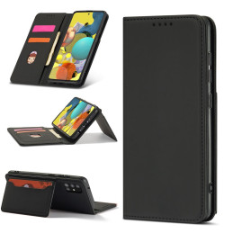 Magnetinės kortelės dėklas, skirtas Samsung Galaxy A12 5G padengti kortelei piniginės kortelių stovas juodas