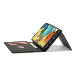 Magnetinės kortelės dėklas, skirtas Samsung Galaxy A12 5G padengti kortelei piniginės kortelių stovas juodas