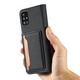 Magnetinės kortelės dėklas, skirtas Samsung Galaxy A12 5G padengti kortelei piniginės kortelių stovas juodas