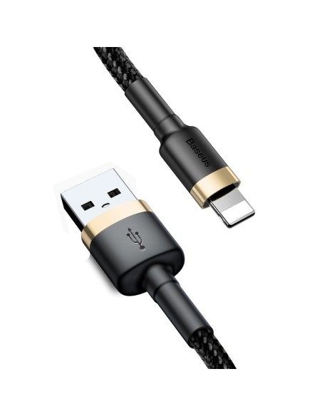 Patvarus nailoninis kabelis USB laidas Iphone Lightning QC3.0 2A 3M juodos ir auksinės spalvos Patvarus nailoninis kabelis USB laidas Iphone Lightning QC3.0 2A 3M juodos ir auksinės spalvos