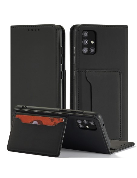 Magnetinės kortelės dėklas, skirtas Samsung Galaxy A13 5G padengti kortelei piniginės kortelių stovas juodas