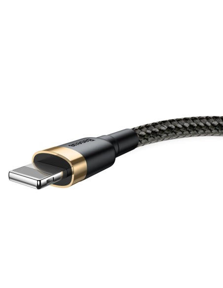 Patvarus nailoninis kabelis USB laidas Iphone Lightning QC3.0 2A 3M juodos ir auksinės spalvos Patvarus nailoninis kabelis USB laidas Iphone Lightning QC3.0 2A 3M juodos ir auksinės spalvos