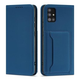 Magnetinės kortelės dėklas, skirtas Samsung Galaxy A13 5G padengti kortelės piniginės kortelių stovas mėlynas
