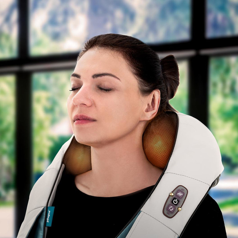 12V/230V šildomas kaklo ir nugaros pečių masažuoklis pilkas