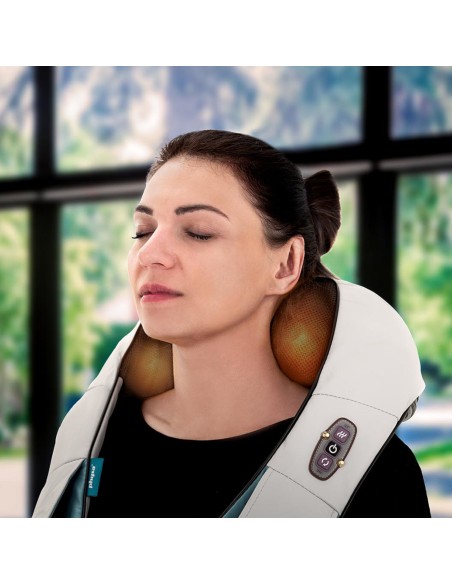 12V/230V šildomas kaklo ir nugaros pečių masažuoklis pilkas 12V/230V šildomas kaklo ir nugaros pečių masažuoklis pilkas