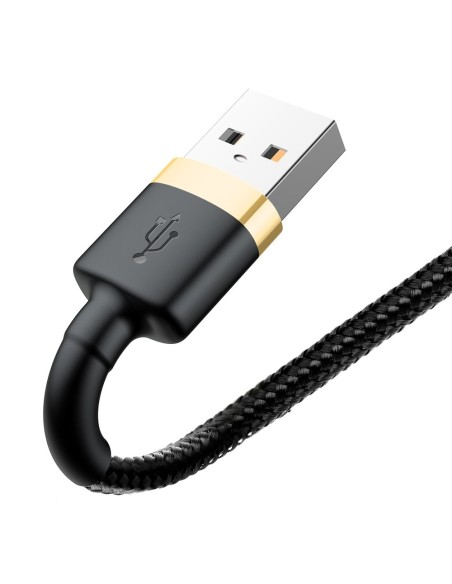 Patvarus nailoninis kabelis USB laidas Iphone Lightning QC3.0 2A 3M juodos ir auksinės spalvos Patvarus nailoninis kabelis USB laidas Iphone Lightning QC3.0 2A 3M juodos ir auksinės spalvos
