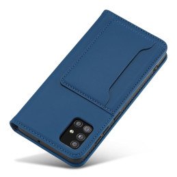 Magnetinės kortelės dėklas, skirtas Samsung Galaxy A13 5G padengti kortelės piniginės kortelių stovas mėlynas