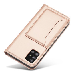 Magnetinis kortelių dėklas, skirtas Samsung Galaxy A13 5G padengti kortelės piniginės kortelių stovas rožinis