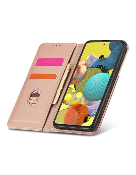 Magnetinis kortelių dėklas, skirtas Samsung Galaxy A13 5G padengti kortelės piniginės kortelių stovas rožinis