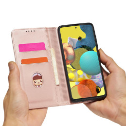 Magnetinis kortelių dėklas, skirtas Samsung Galaxy A13 5G padengti kortelės piniginės kortelių stovas rožinis