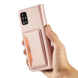 Magnetinis kortelių dėklas, skirtas Samsung Galaxy A13 5G padengti kortelės piniginės kortelių stovas rožinis