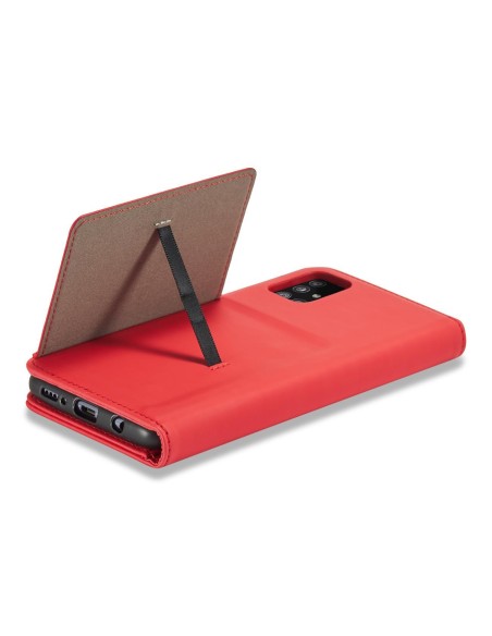 Magnetinis kortelių dėklas Samsung Galaxy A13 5G, dangtelis, kortelių piniginė, kortelių stovas, raudonas