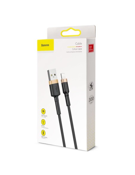 Patvarus nailoninis kabelis USB laidas Iphone Lightning QC3.0 2A 3M juodos ir auksinės spalvos Patvarus nailoninis kabelis USB laidas Iphone Lightning QC3.0 2A 3M juodos ir auksinės spalvos