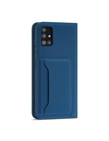 Magnetinis kortelių dėklas Samsung Galaxy A53 5G, dangtelis, kortelių piniginė, kortelių stovas, mėlynas Magnetinis kortelių dėklas Samsung Galaxy A53 5G, dangtelis, kortelių piniginė, kortelių stovas, mėlynas