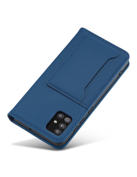 Magnetinis kortelių dėklas Samsung Galaxy A53 5G, dangtelis, kortelių piniginė, kortelių stovas, mėlynas Magnetinis kortelių dėklas Samsung Galaxy A53 5G, dangtelis, kortelių piniginė, kortelių stovas, mėlynas