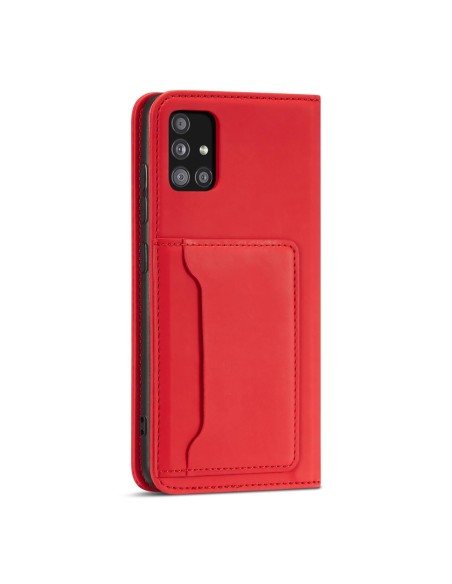 Magnetinis kortelių dėklas Samsung Galaxy A53 5G, dangtelis, kortelių piniginė, kortelių stovas, raudonas Magnetinis kortelių dėklas Samsung Galaxy A53 5G, dangtelis, kortelių piniginė, kortelių stovas, raudonas