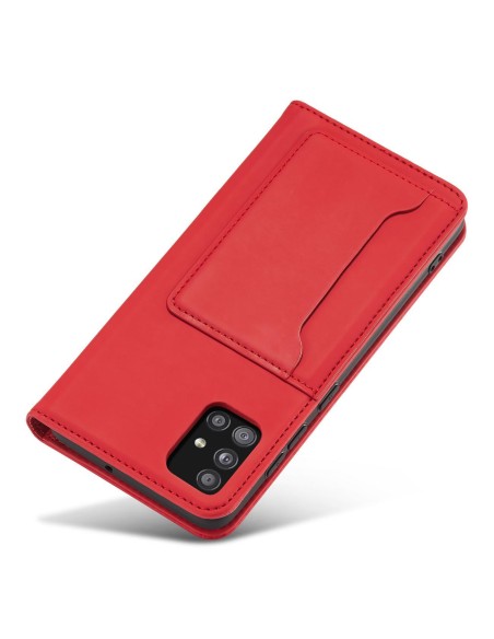 Magnetinis kortelių dėklas Samsung Galaxy A53 5G, dangtelis, kortelių piniginė, kortelių stovas, raudonas Magnetinis kortelių dėklas Samsung Galaxy A53 5G, dangtelis, kortelių piniginė, kortelių stovas, raudonas