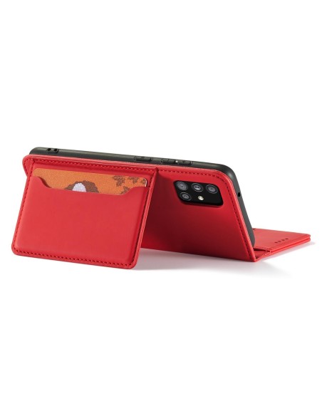 Magnetinis kortelių dėklas Samsung Galaxy A53 5G, dangtelis, kortelių piniginė, kortelių stovas, raudonas Magnetinis kortelių dėklas Samsung Galaxy A53 5G, dangtelis, kortelių piniginė, kortelių stovas, raudonas