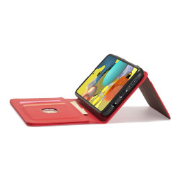 Magnetinis kortelių dėklas Samsung Galaxy A53 5G, dangtelis, kortelių piniginė, kortelių stovas, raudonas