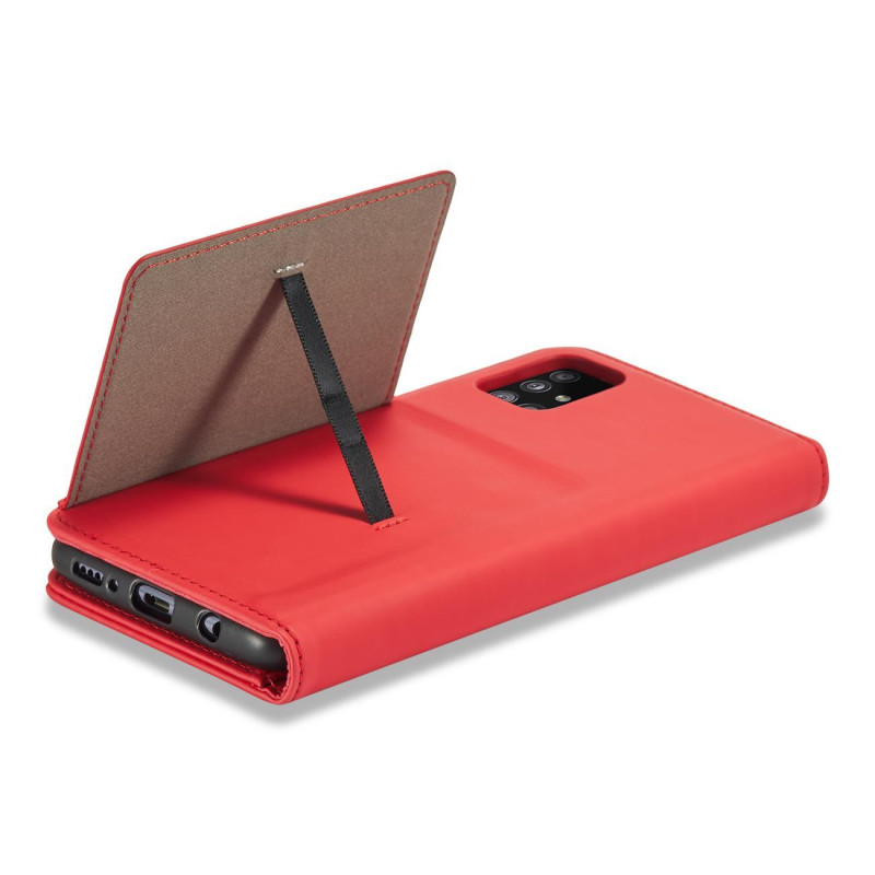 Magnetinis kortelių dėklas Samsung Galaxy A53 5G, dangtelis, kortelių piniginė, kortelių stovas, raudonas