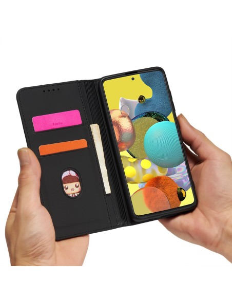 Magnetinis kortelių dėklas Xiaomi Redmi Note 11, dangtelis, kortelių piniginė, kortelių stovas, juodas